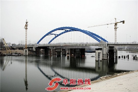 沙颍河上起新桥    皖北界首添新景